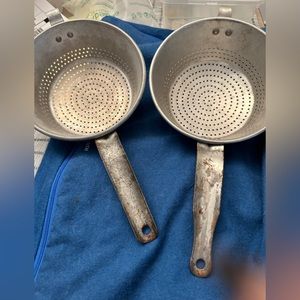 Vintage WearEver Aluminum Collanders with Steel Handle and Pot Hook